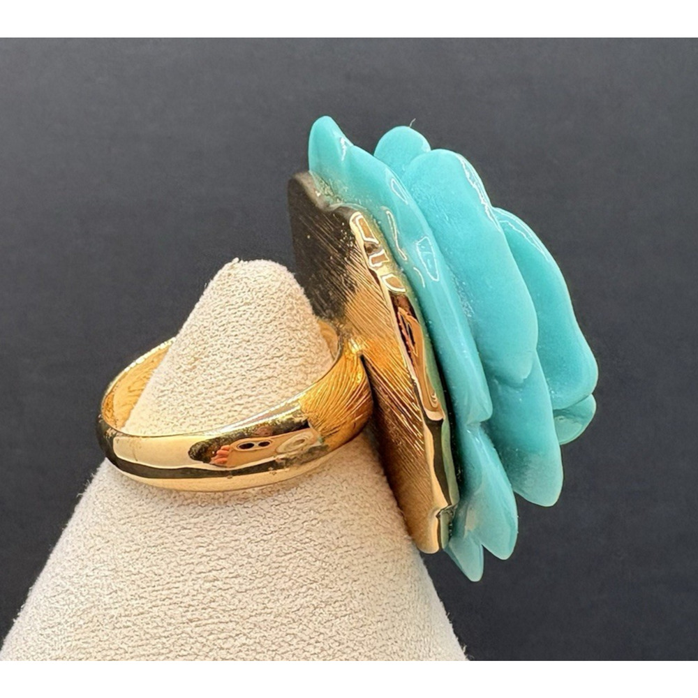 Vintage Kenneth Jay Lane Kjl Turquoise Rose Flowe… - image 4